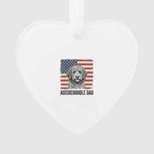 Aussiedoodle Dad Patriotic Vintage Dog Shirt Desig Ornament