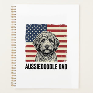 Aussiedoodle Dad Patriotic Vintage Dog Shirt Desig Planner