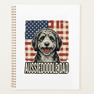 Aussiedoodle Dad Patriotic Vintage Dog Shirt Desig Planner