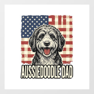 Aussiedoodle Dad Patriotic Vintage Dog Shirt Desig Window Cling