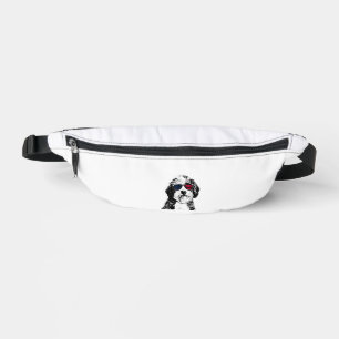 Aussiedoodle Dog 4th July America USA Flag Bum Bags