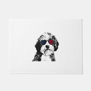 Aussiedoodle Dog 4th July America USA Flag  Doormat
