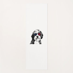 Aussiedoodle Dog 4th July America USA Flag Yoga Mat