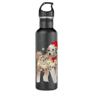 Aussiedoodle Dog Christmas Light Xmas Mum Dad Gift 710 Ml Water Bottle