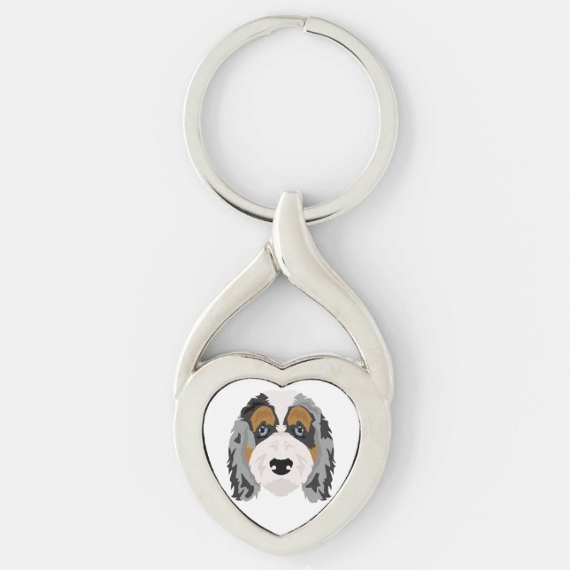 Aussiedoodle dog mix key ring (Front)