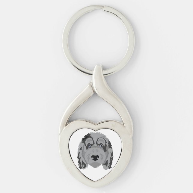 Aussiedoodle dog mix key ring (Front)