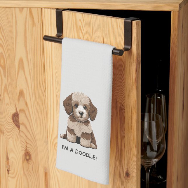 Aussiedoodle Puppy "I'm a Doodle" cute Tea Towel (Thirds Fold)