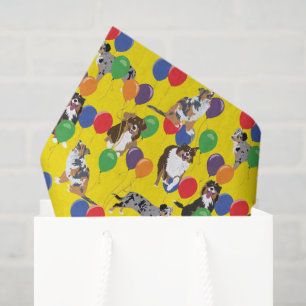 Aussies Australian Shelpherds and Party Balloons Tissue Paper