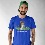 Aussies Australian Shepherd Dog Tropical Leaves T-Shirt<br><div class="desc">Create a personalised gift,  a custom souvenir t-shirt,  or your own novelty tee when you add your own custom text to this graphic tee which features a realistic style illustration of an Australian Shepherd along with some green tropical leaves.</div>