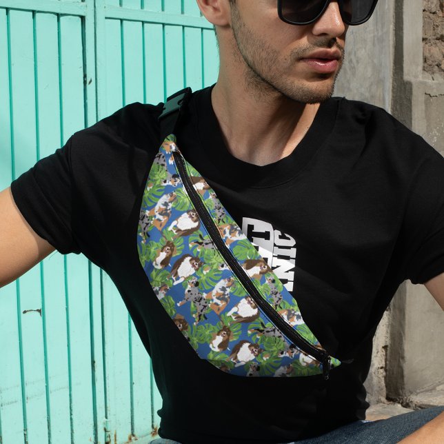 Aussies Australian Shepherd Dogs Tropical Leaves Bum Bags (Creator Uploaded)