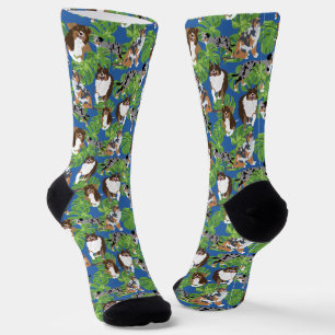 Aussies Australian Shepherd Dogs Tropical Leaves Socks