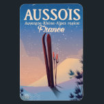Aussois Auvergne-Rhône-Alpes France ski poster Magnet<br><div class="desc">Aussois Auvergne-Rhône-Alpes France vintage style classic ski poster print of the French landscape.</div>