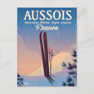 Aussois Auvergne-Rhône-Alpes France ski poster Postcard