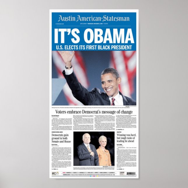 Austin American-Statesman Election Day Front Page Poster (Front)