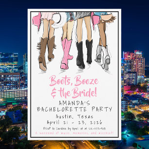 Austin Bachelorette Party Boots & Besties Invitation