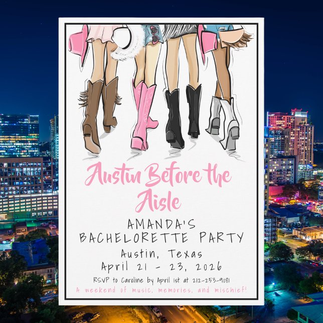 Austin Before the Aisle Bachelorette Party Invitation (Creator Uploaded)