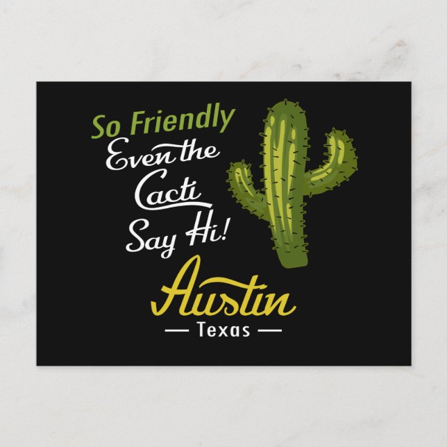 Austin Cactus Funny Retro Postcard (Front)
