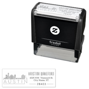Austin City Skyline   Custom Address Self-inking Stamp
