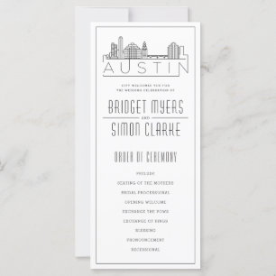 Austin City Stylised Skyline Wedding Program