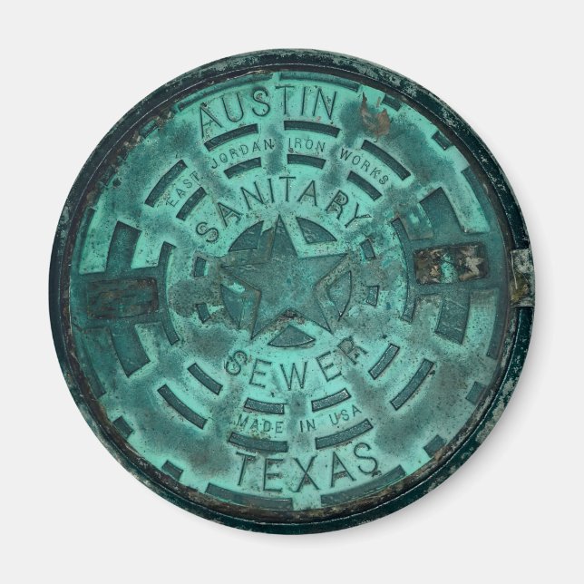 Austin City Texas Manhole Cover Magnet (Front)