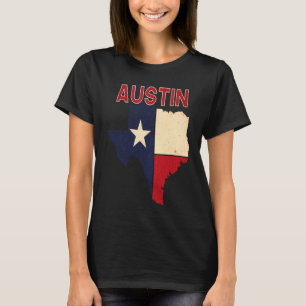 Austin City Texas Texan Flag Map T-Shirt