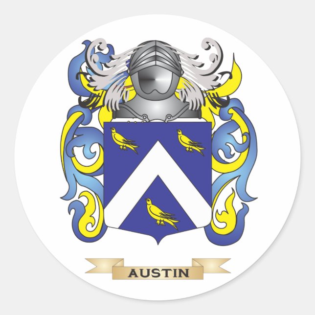 Austin Coat of Arms (Family Crest) Classic Round Sticker (Front)