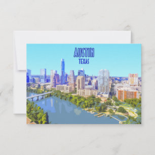 Austin Downtown Texas Vintage Flat Card