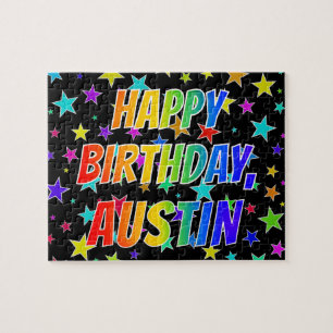 "AUSTIN" First Name, Fun "HAPPY BIRTHDAY" Jigsaw Puzzle