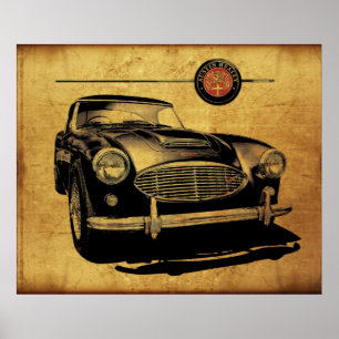 Austin Healey 3000 Black Poster