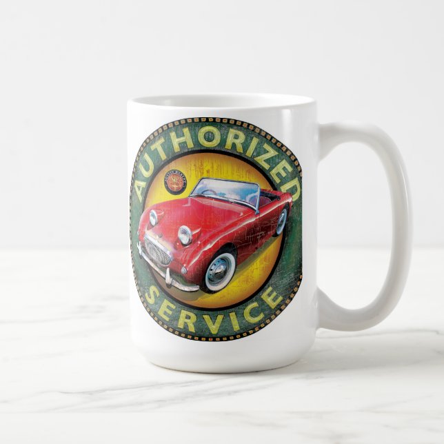 Austin Healey bugeye sprite service sign Coffee Mug (Right)