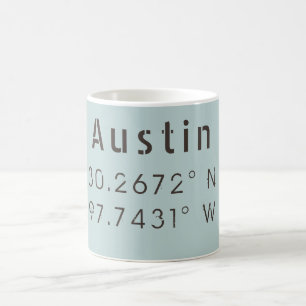 Austin Latitude and Longitude Coffee Mug