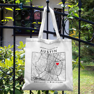 Austin Love Locator City Map Wedding Welcome Tote Bag