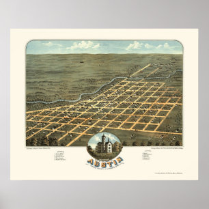 Austin, MN Panoramic Map - 1870 Poster