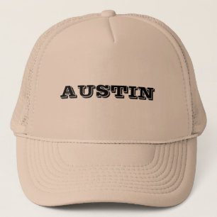 Austin on a Khaki Trucker Hat