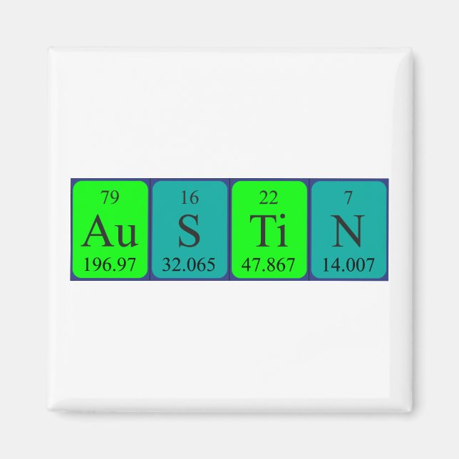 Austin periodic table name magnet (Front)
