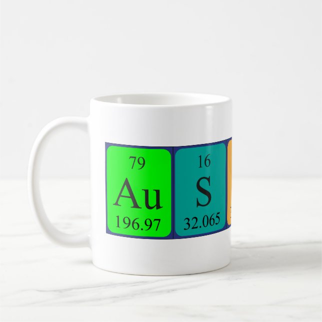 Austin periodic table name mug (Left)