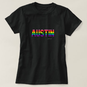 Austin Pride T Shirt W.   Rainbow Flag
