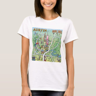Austin Round Rock Texas Fun Map T-Shirt