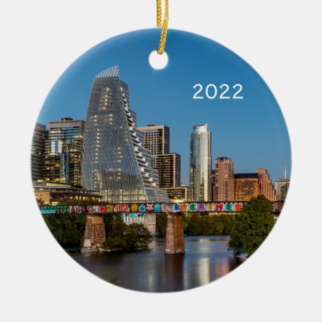 Austin Skyline Day & Dusk, Texas Ornament (Front)