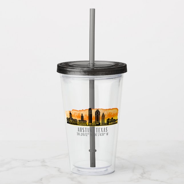 Austin Skyline Latitude  Acrylic Tumbler (Front)