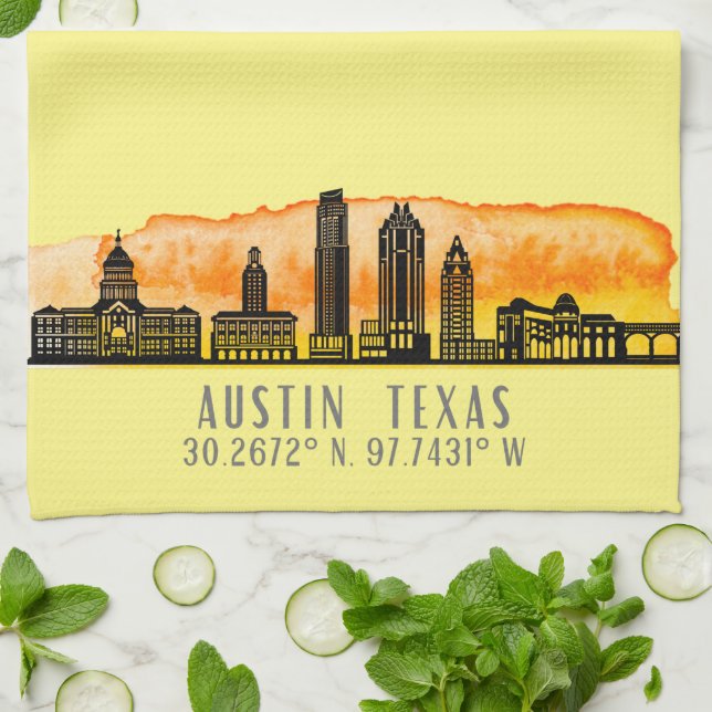 Austin Skyline Latitude  Tea Towel (Folded)