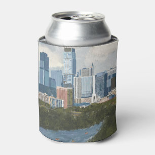 Austin Skyline Painted Art Stone Coaster Can Cooler