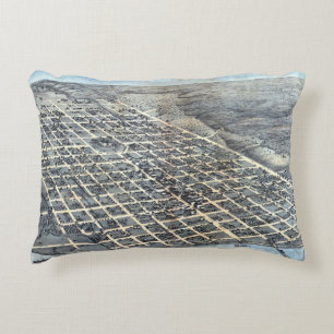 Austin, Texas Antique Aerial City Map from 1873 Decorative Cushion