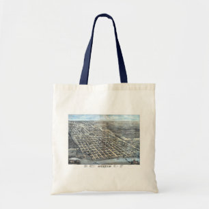 Austin, Texas Antique Aerial City Map from 1873 Tote Bag