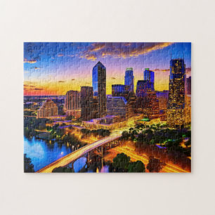 Austin Texas Art 3 Photo Puzzle Skyline Art Austin