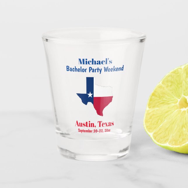 Austin Texas Bachelor Party Favour Weekend Trip Shot Glass (Front)