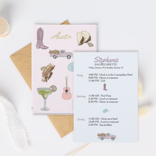 Austin Texas Bachelorette itinerary Invitation (Creator Uploaded)