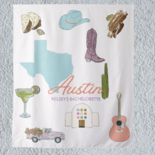 Austin Texas Bachelorette Wedding Tapestry