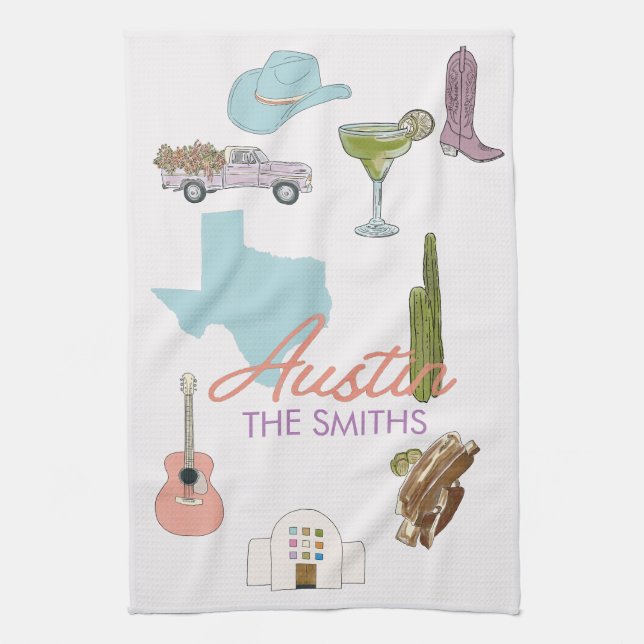 Austin Texas Bachelorette Wedding  Tea Towel (Vertical)