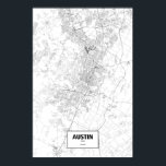 Austin, Texas (black on white) Poster<br><div class="desc">Intricate posters of cities outlined only by their roads in beautiful detail. Routelines artwork copyright (c)2012 Nicholas Rougeux. Map data outside the US is (c) OpenStreetMap (http://www.openstreetmap.org) contributors,  CC BY-SA (http://creativecommons.org/licenses/by-sa/2.0/). Learn more at www.Routelines.com</div>